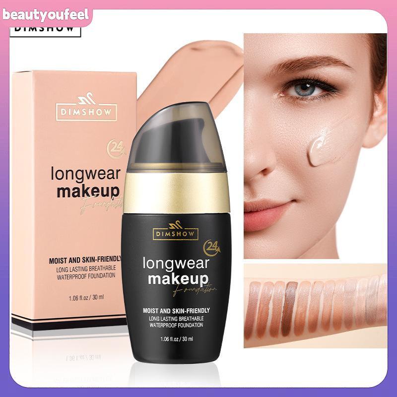 [Bety-t] DIMSHOW 30ml Liquid Foundation Multiple Shades Hydrating Natural Finish Creamy Full Coverage Makeup Base Long Lasting Wear