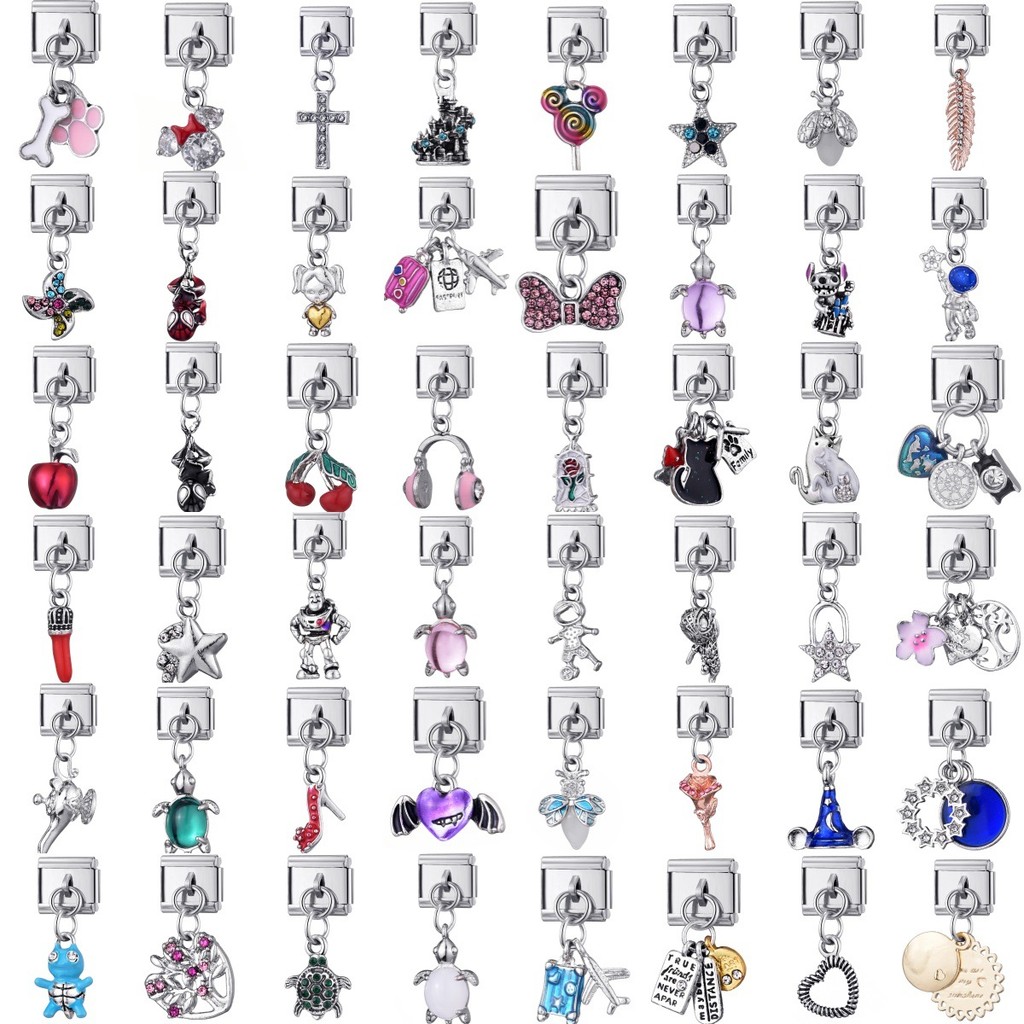 Stainless Steel Charms Italian Modular Steel Marine Life Module DIY Jewelry Personality Pendant Bracelet