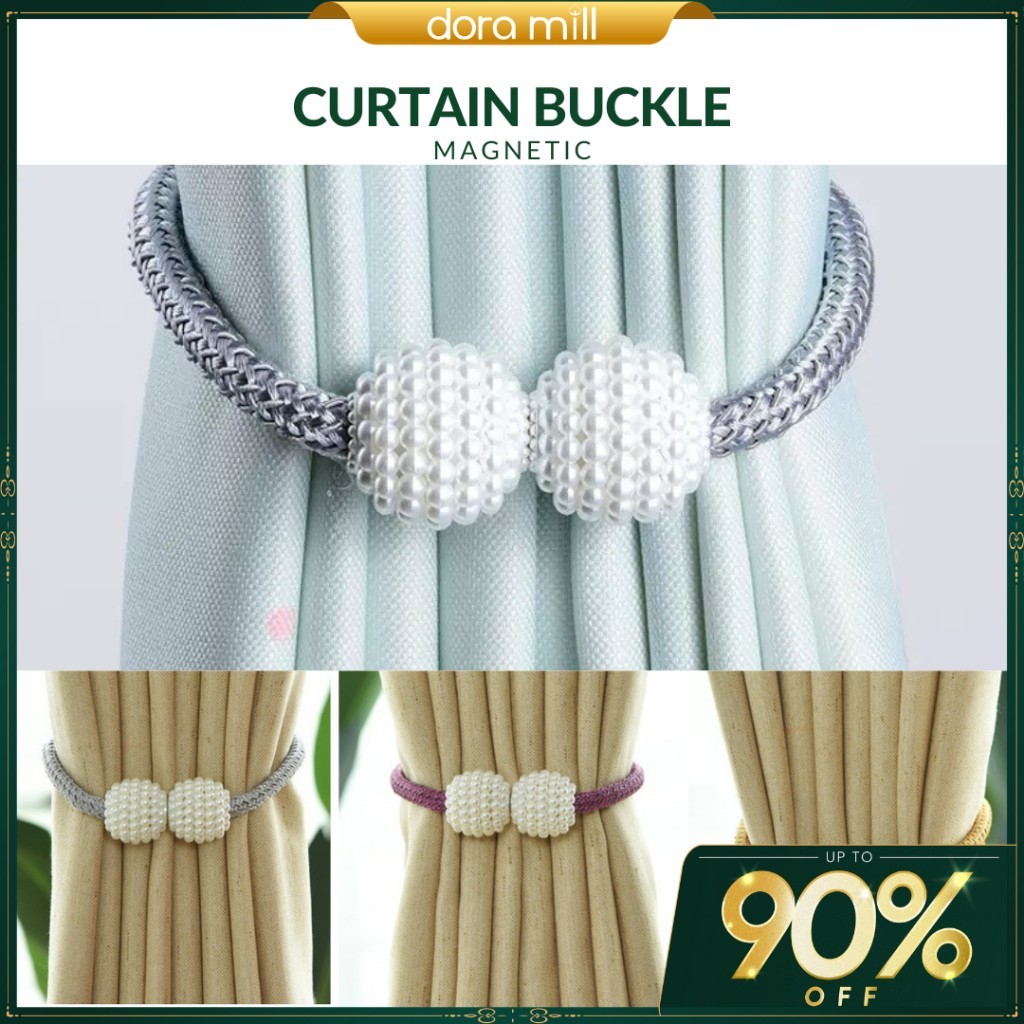 DORAMILL Curtain Buckle Magnet Blinds Tie Large Pearl Curtain Tie back, Buckle, Straps, Hook #RMB