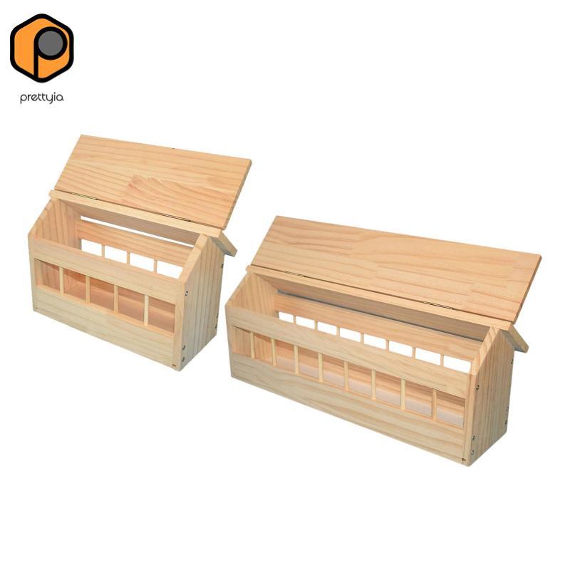 [prettyia] Wooden Pigeon Feeder Trough Less Waste Bird Food Bowl Chicken Poultry Feeding Dish for Home Garden Farm