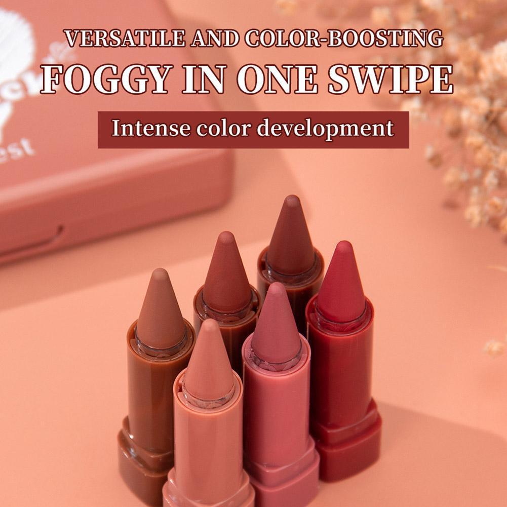 Qibest Easy-to-apply Long-lasting Matte Finish Twist-up Natural & Lipstick Set Waterproof Liner S4r2