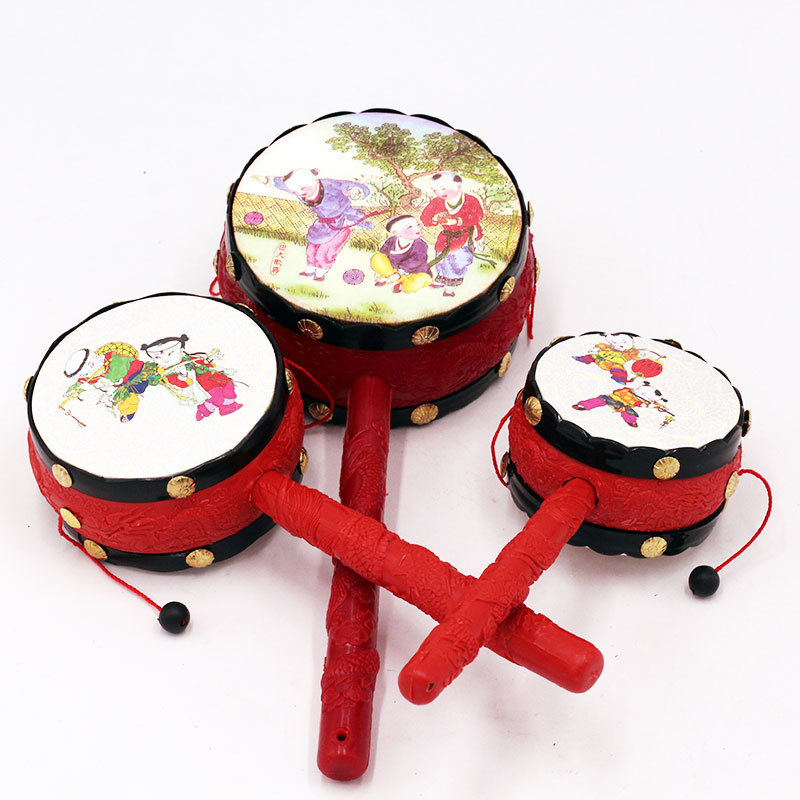 [Ready Stock] Baby Toys Wandering Drums Baby Toys Large Medium Small Hand Drums 0-1 Years Old Children's Toys Gifts WJG
