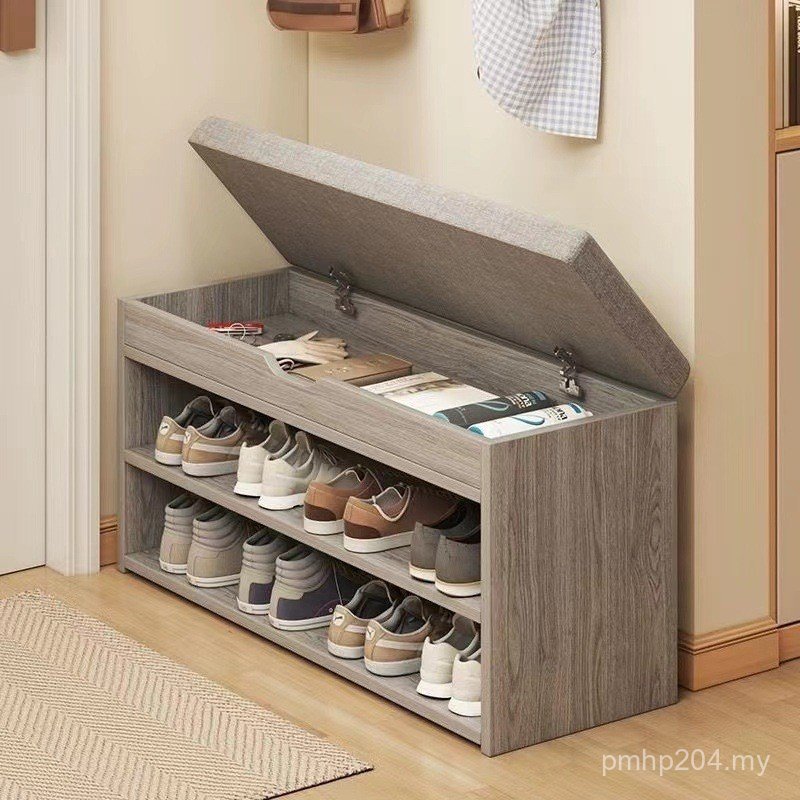 Wholesale Integrated Entrance Door Storage Household Long Shoe Cabinet Shoe Rack Can Sit Solid Wood Wear Shoe Changing Stool Stool New Style