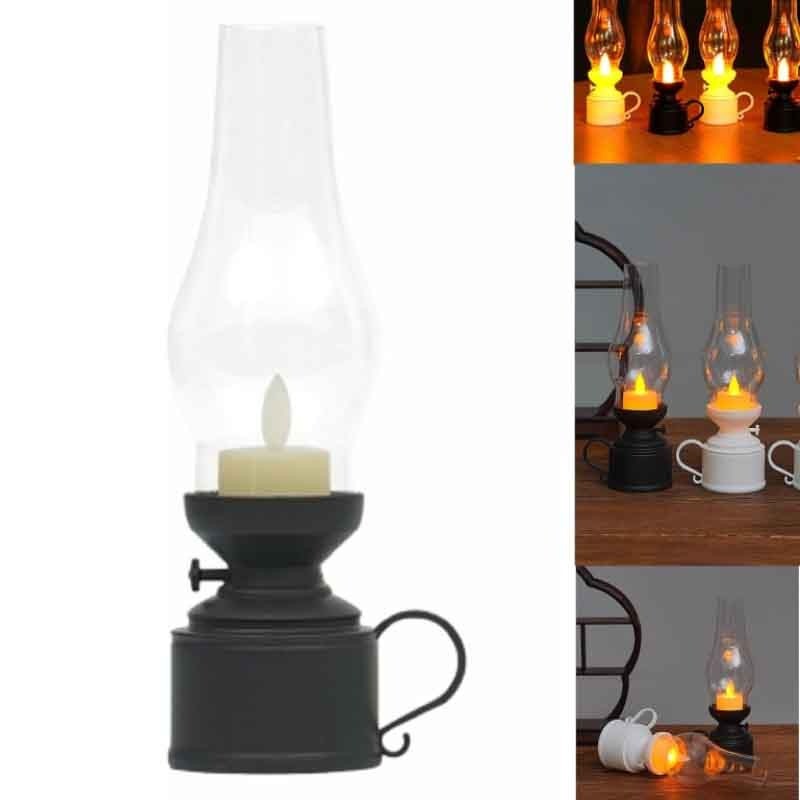LED Vintage Kerosene Lamp Lampu Retro Flameless Ramadan Lantern Hari Raya Candlestick Decoration