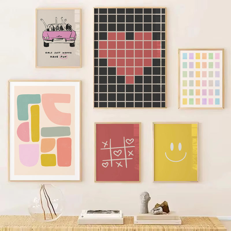 Bohemian Colourful Wall Art Modern Eclectic Abstract Love Geometric Quotes Canvas Painting Artwork Stylish Room Apartment Decor