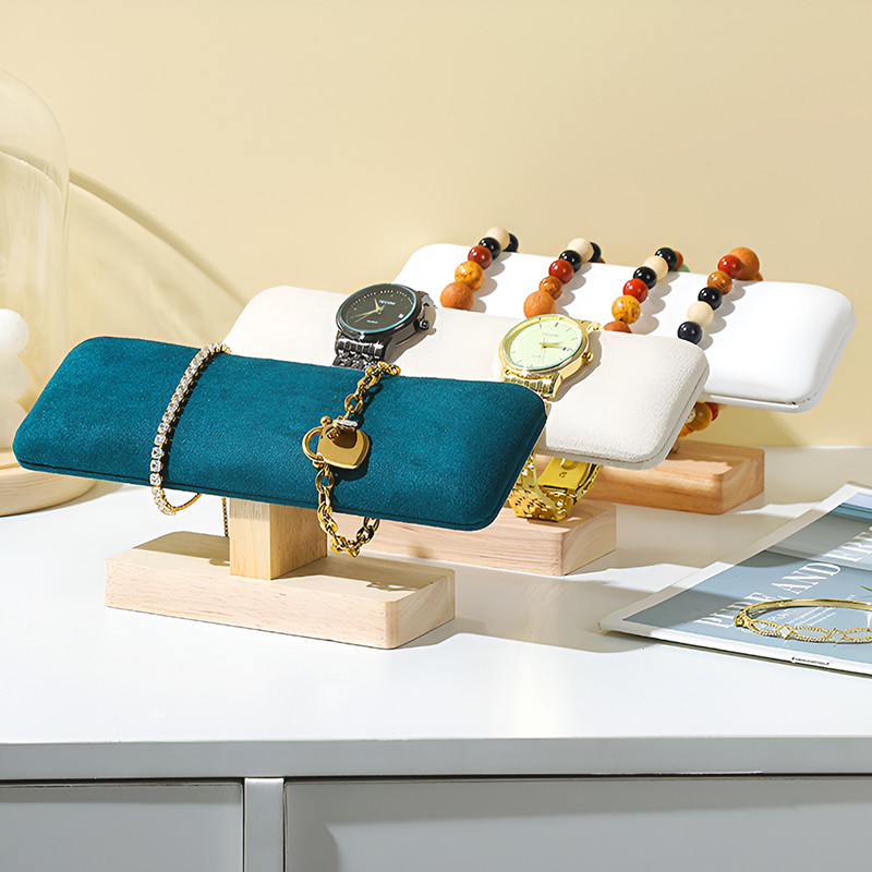 Jewelry Display Stand Wooden T-Bar Bracelet Watch Chain Earring Rack Holder Storage Rak Hiasan 首饰展示架