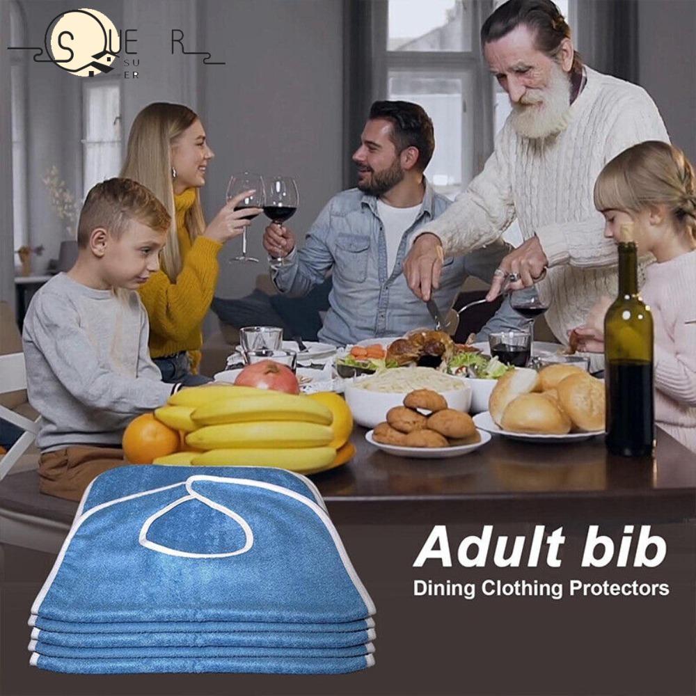 SUEREN Adult Bibs, Easy To Clean Polyester The Elderly Bibs,  For Elderly Blue Adult Washable Dining Bibs