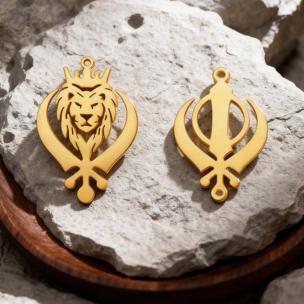 MYSHAPE 1pc Khanda Sikh Faith Religious Stainless Steel Pendant Indian Sikhism Sword Amulet Spiritual Necklace Jewelry Making