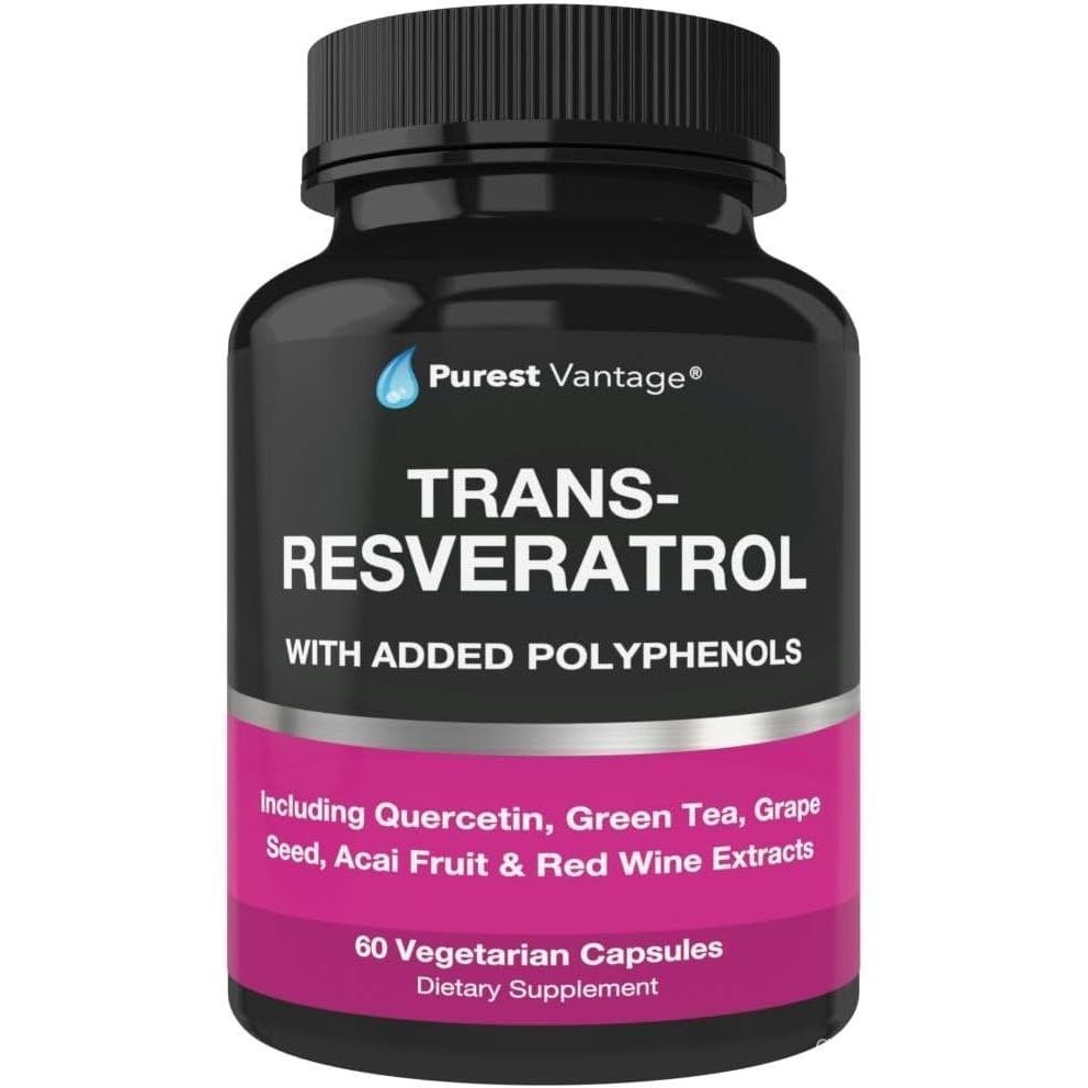 Resveratrol Supplement - Potent 1400mg Formula with Trans Resveratrol, Quercetin, Grape Seed, Green Tea, Acai and Red Wine Extract - 60 Veggie Capsules
