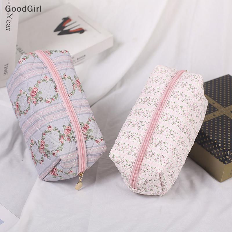 [GoodGirl] Pretty Floral Print Large Capacity Portable Makeup Bag With Zipper Portable Travel Skincare Storage Pou VN
