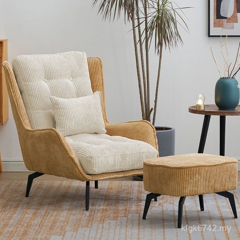 High Back Single Sofa Casual Retro Simple Living Room Tiger Corduroy Apartment Balcony Lazy Home Nordic t & R3NM