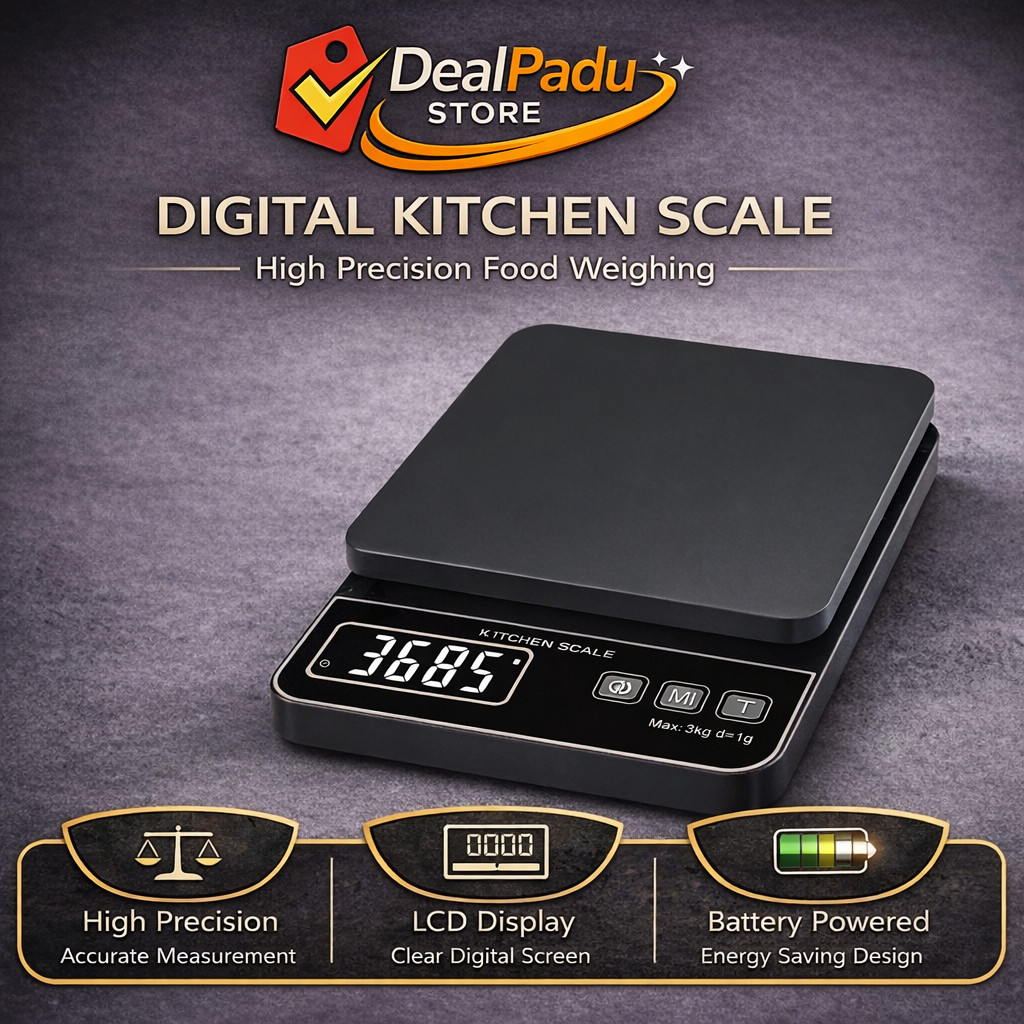 DealPadu 10KG Digital Kitchen Scale 1g Precision Food Scale Penimbang Dapur Digital Penimbang Makanan
