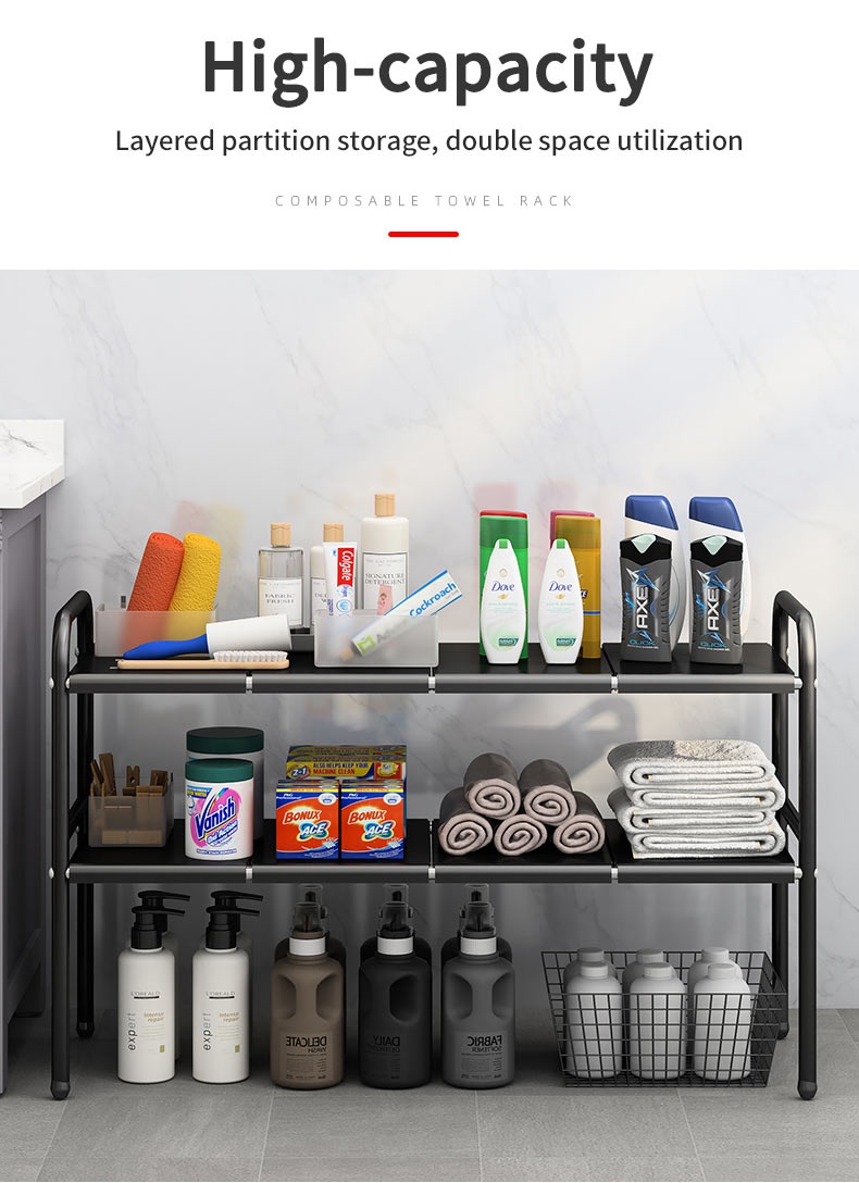 Chosmo Expandable Stainless Steel Under Sink Organizer Rack Kitchen