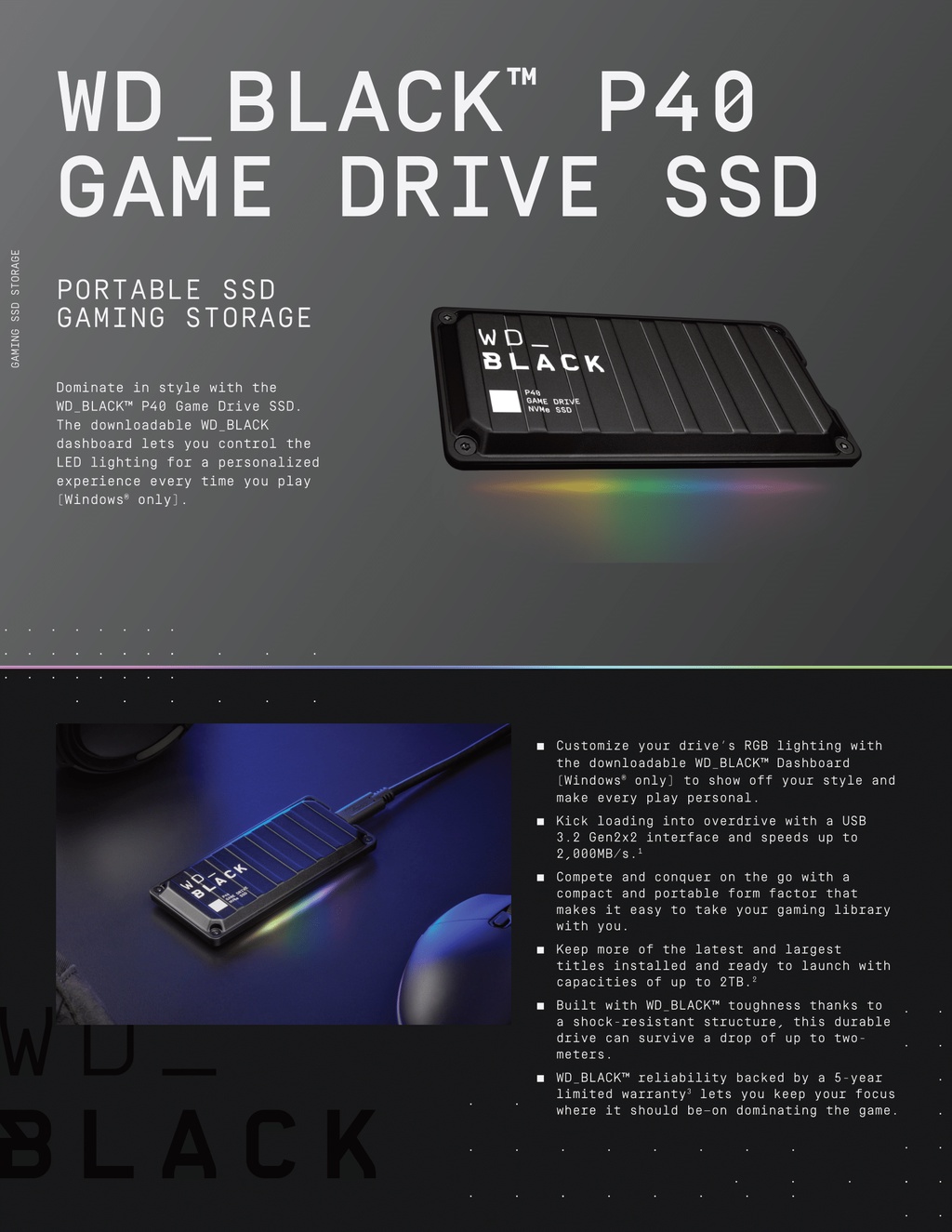 WD_BLACK P40 Portable Gaming SSD Storage