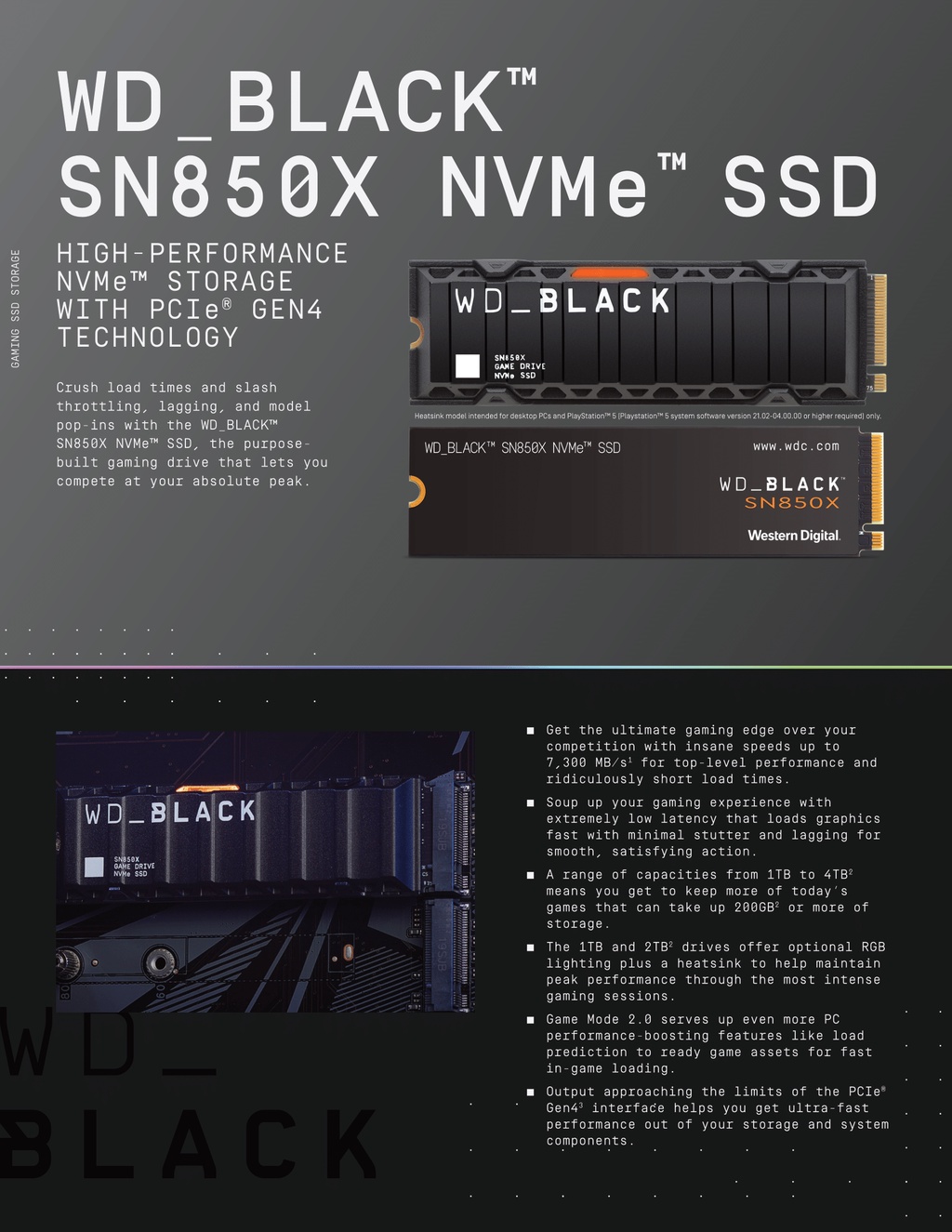 NEW WD Black SN850X 2TB Heatsink NVMe PCIe Gen4 SSD for  Gaming/Laptop/Desktop