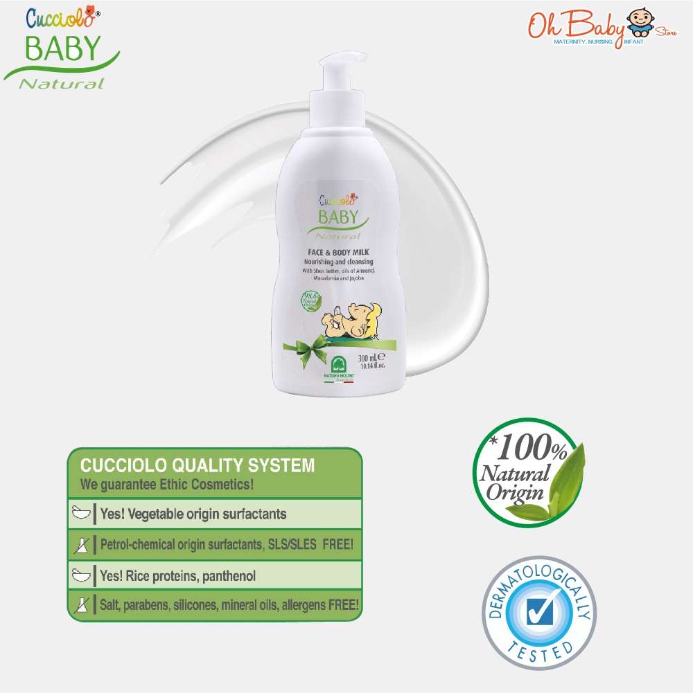 Cucciolo Baby Natural Face & Body Milk 300ml | Oh Baby Store