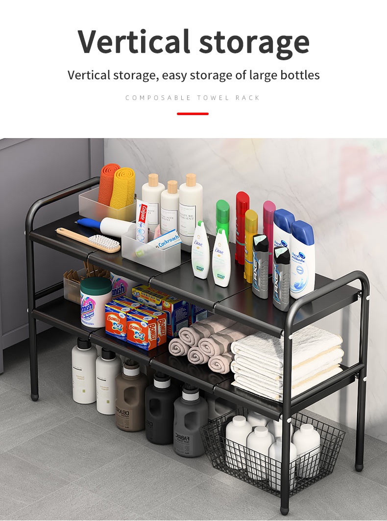 Chosmo Expandable Stainless Steel Under Sink Organizer Rack Kitchen
