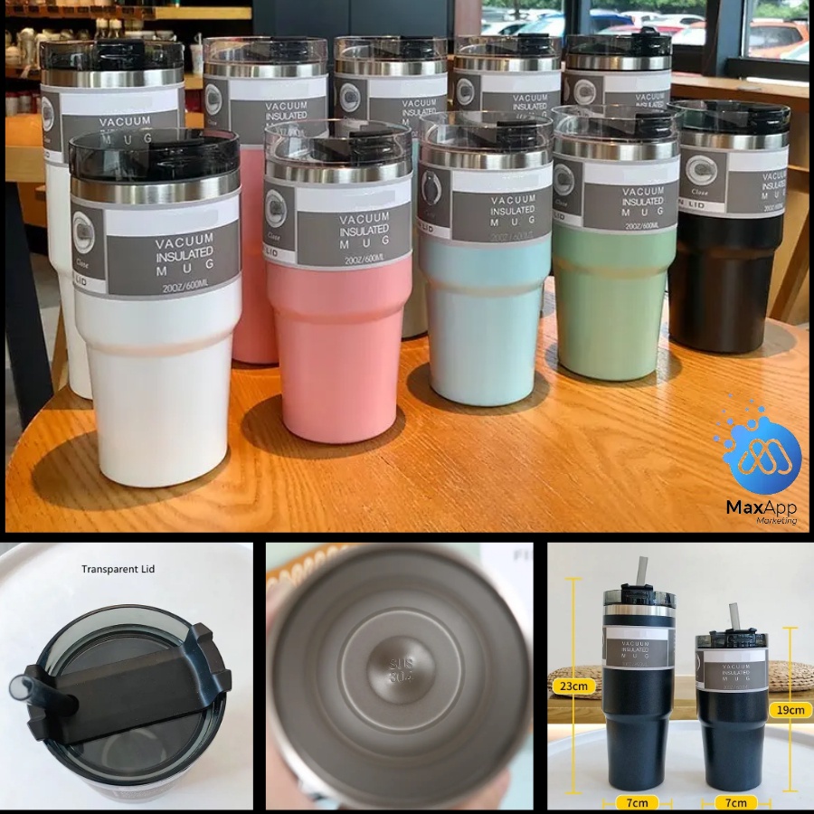 380/520ML Simple Suction Mug Thermos Stainless Steel Double Insulated  Coffee Cup Keep Warm Flask Portable Travel Car Ice Cup