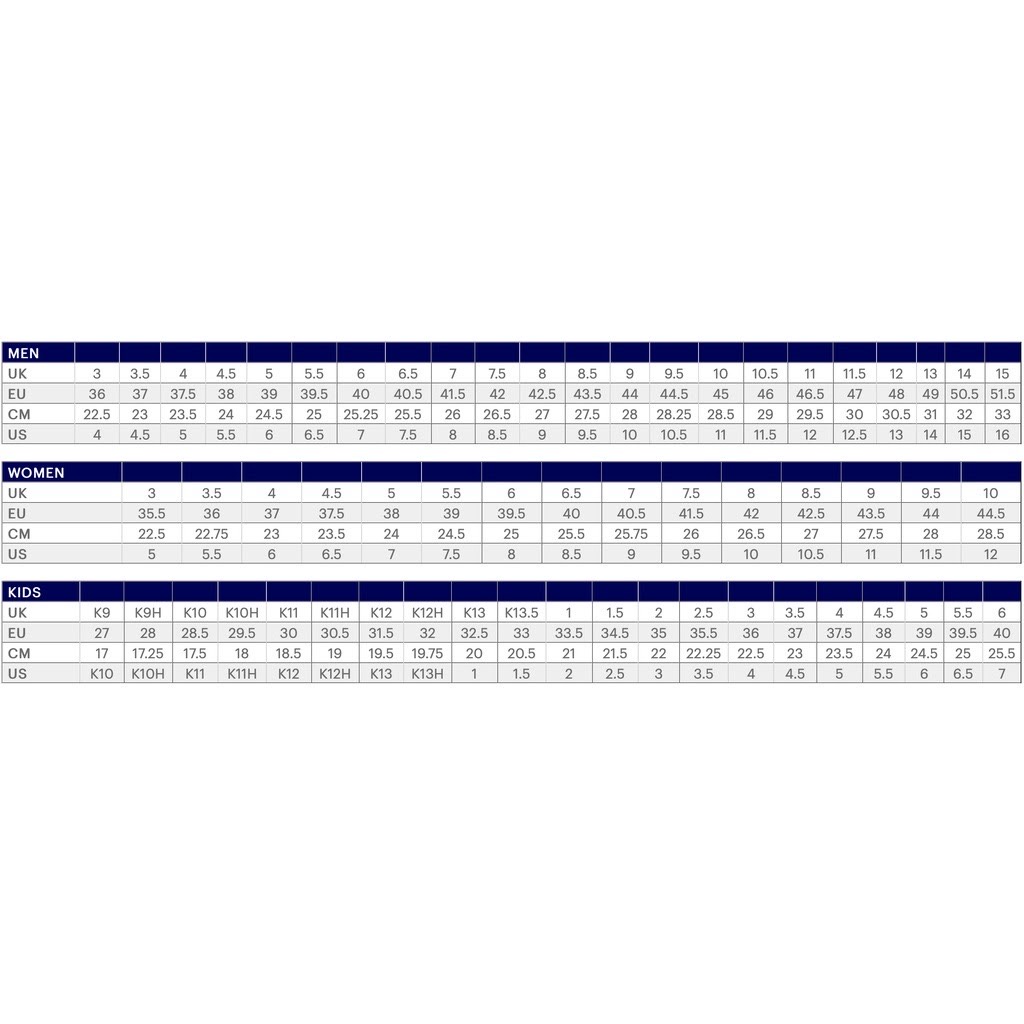 Asics gel outlet rocket size chart