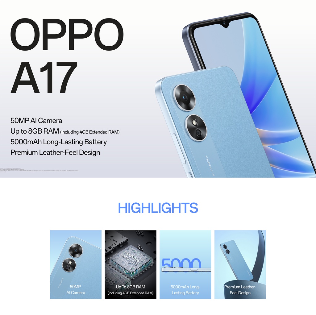 OPPO A17 Smartphone | 4GB RAM + 64GB ROM | Up to 4GB Expandable Memory ...