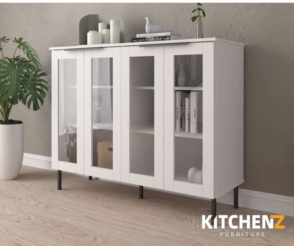KitchenZ Glass Door Storage Display Multipurpose 2 Doors/4