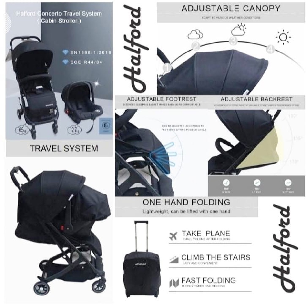 Halford Concerto Travel System Black Birth to 18kg Oh Baby Store l Best Baby Store Malaysia