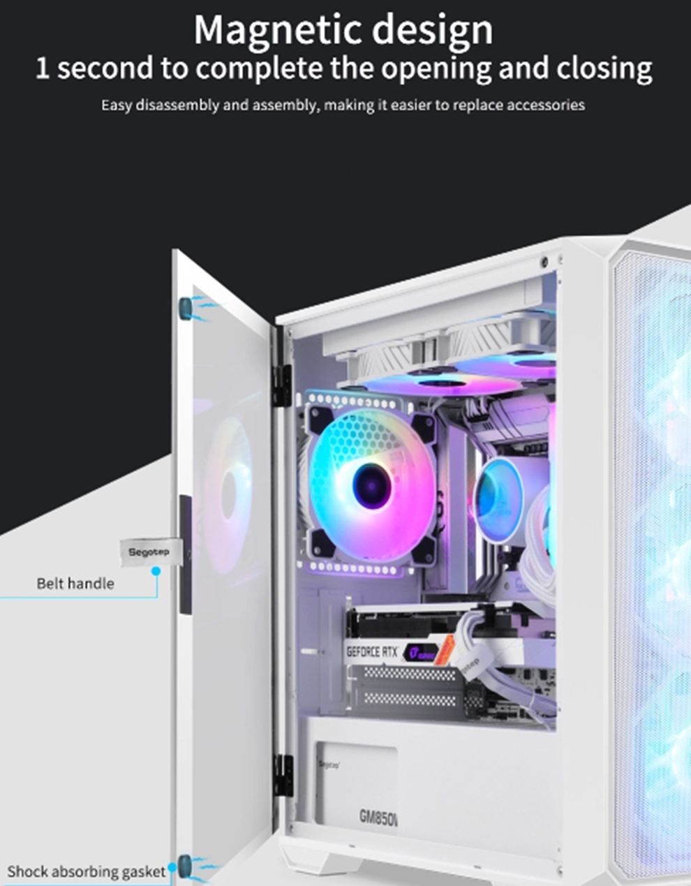 SEGOTEP ALPHA TEMPERED GLASS M-ATX GAMING PC CASE WITH 4 ARGB FANS ...