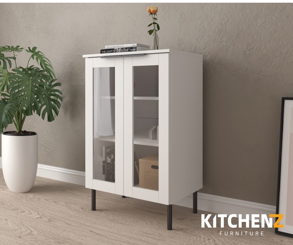 KitchenZ Glass Door Storage Display Multipurpose 2 Doors/4