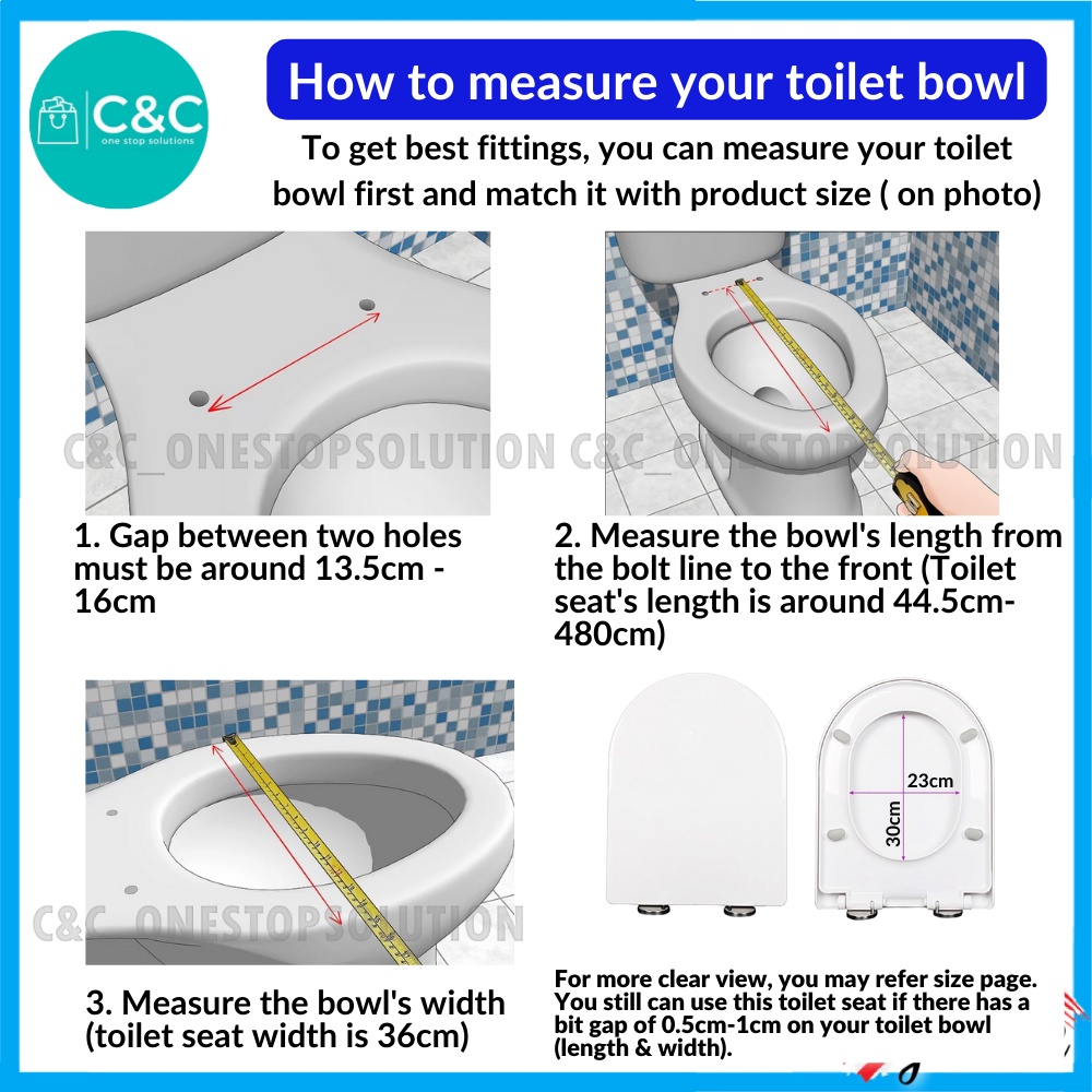 C&C Heavy Duty U Shape Toilet Seat Cover With Soft Close Adjustable