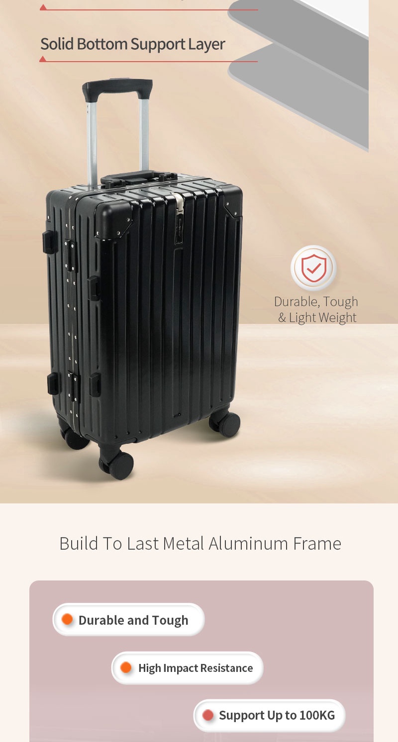 Case Valker 20" Macaron Aluminum Frame Suitcase with Cup Holder USB