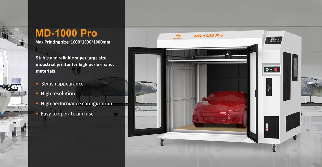 Mingda md-1000 pro 1000*1000*1000mm industrial fdm 3d printer | prototype | corexy | high precision | stable printing | enclosed printer