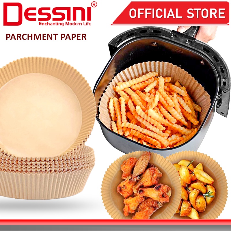 DESSINI ITALY 50Pcs 100Pcs 20cm Air Fryer Parchment Paper Liner Oil Proof  Food Grade Disposable Baking Basket Kertas PP-50 PP-100