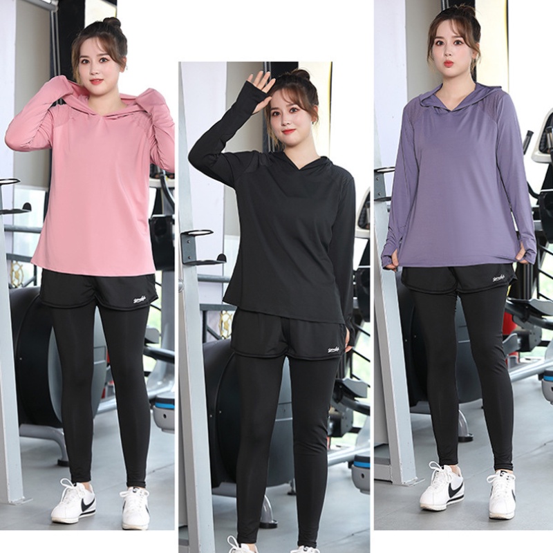 🇲🇾(READY KL STOCK) FELLO Korean Plus Size Hoodie Cap Women Running Yoga  Jacket Zipper Fitness Outer Top Sport Gym Sportwear Coat Shirt