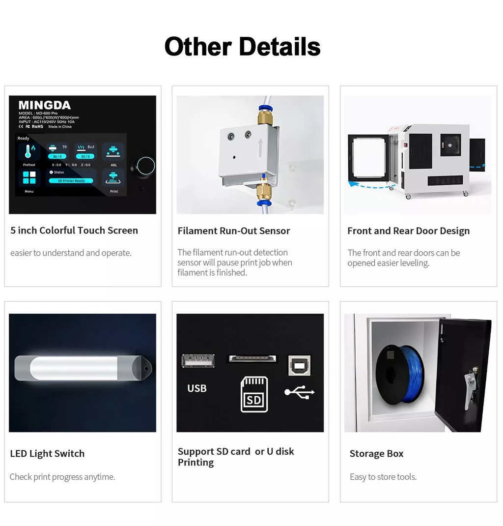 Mingda md-1000 pro 1000*1000*1000mm industrial fdm 3d printer | prototype | corexy | high precision | stable printing | enclosed printer