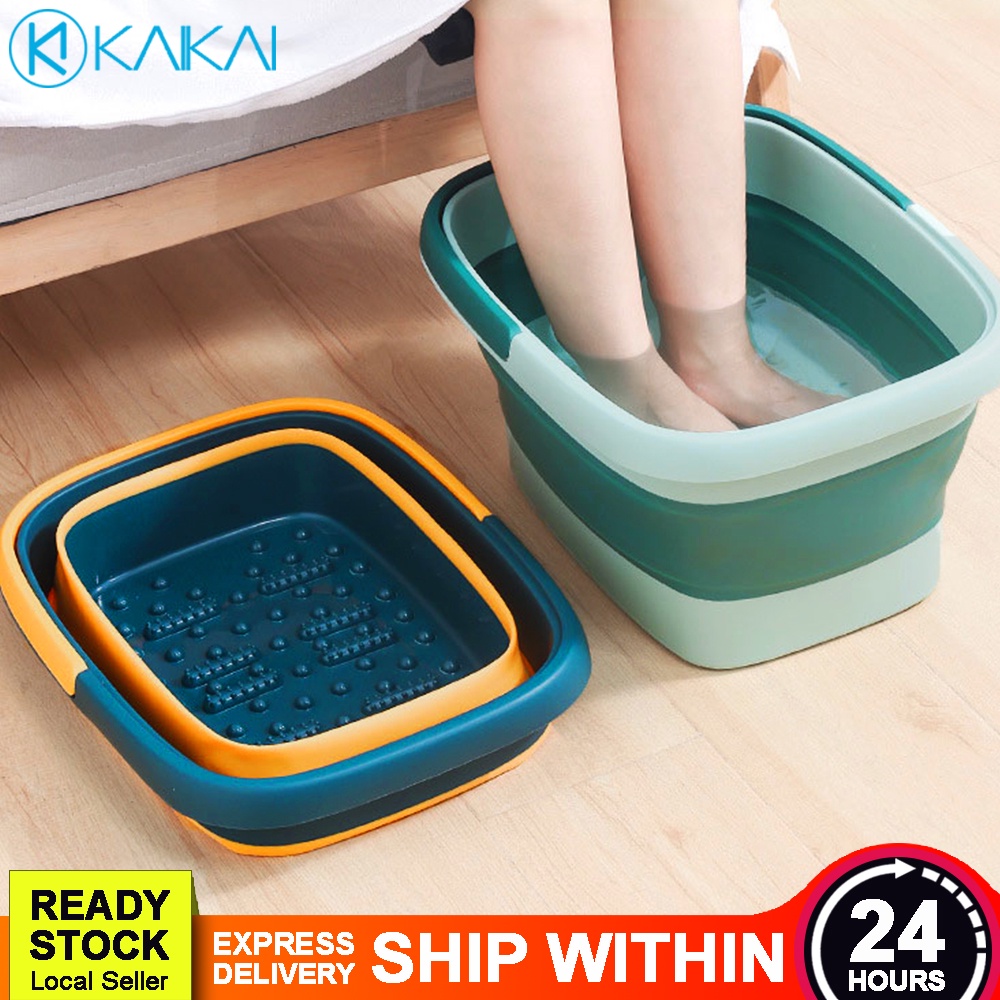 🔥EASY USAGE🔥 Retractable Assorted Simple Nordic Colors Square Healthy Beauty Spa Leg Soaking Detox Care Bath Bucket