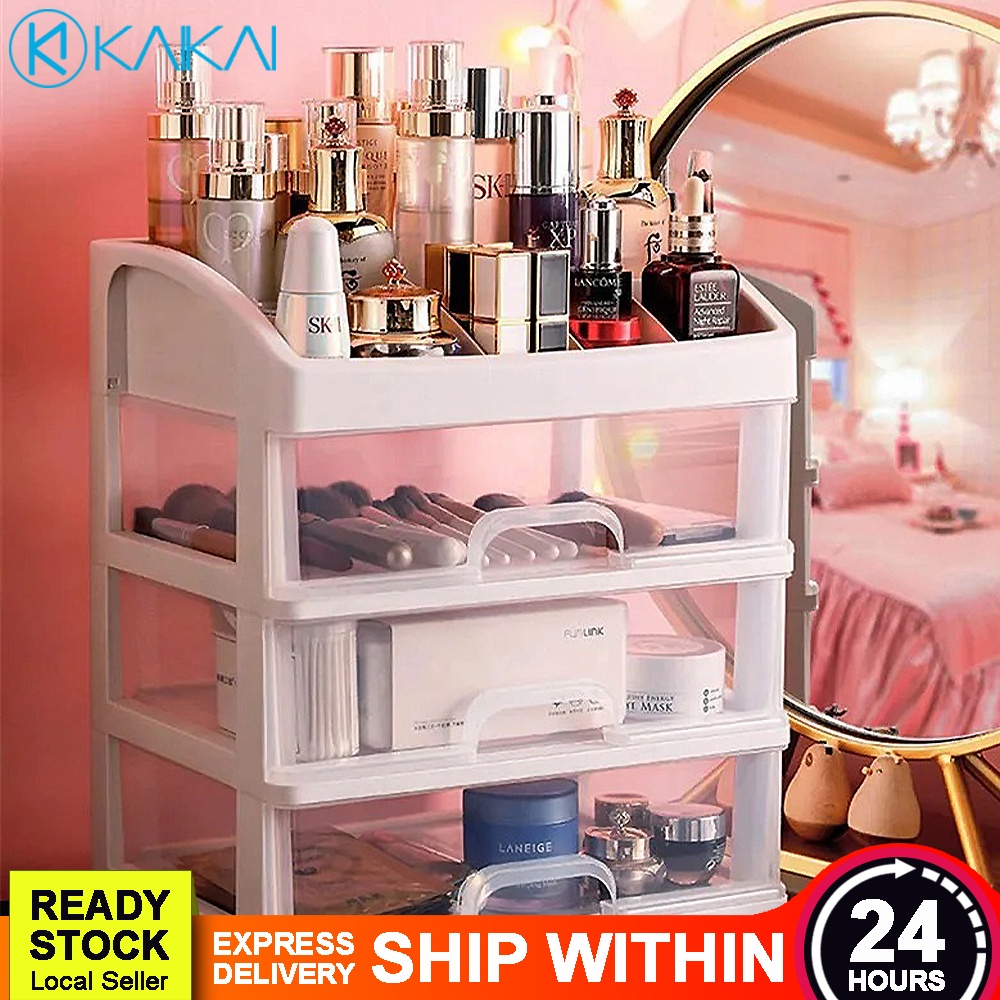 DURABLE Space Saving Multilayer Translucent Drawer Cosmetic Storage Box Stationery Beauty Makeup Tools Organizer