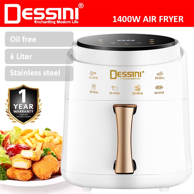 DESSINI ITALY AF-60 Electric Oven Convection Air Fryer Toaster Timer Oil Free Roaster Breakfast Machine Ketuhar (6L)