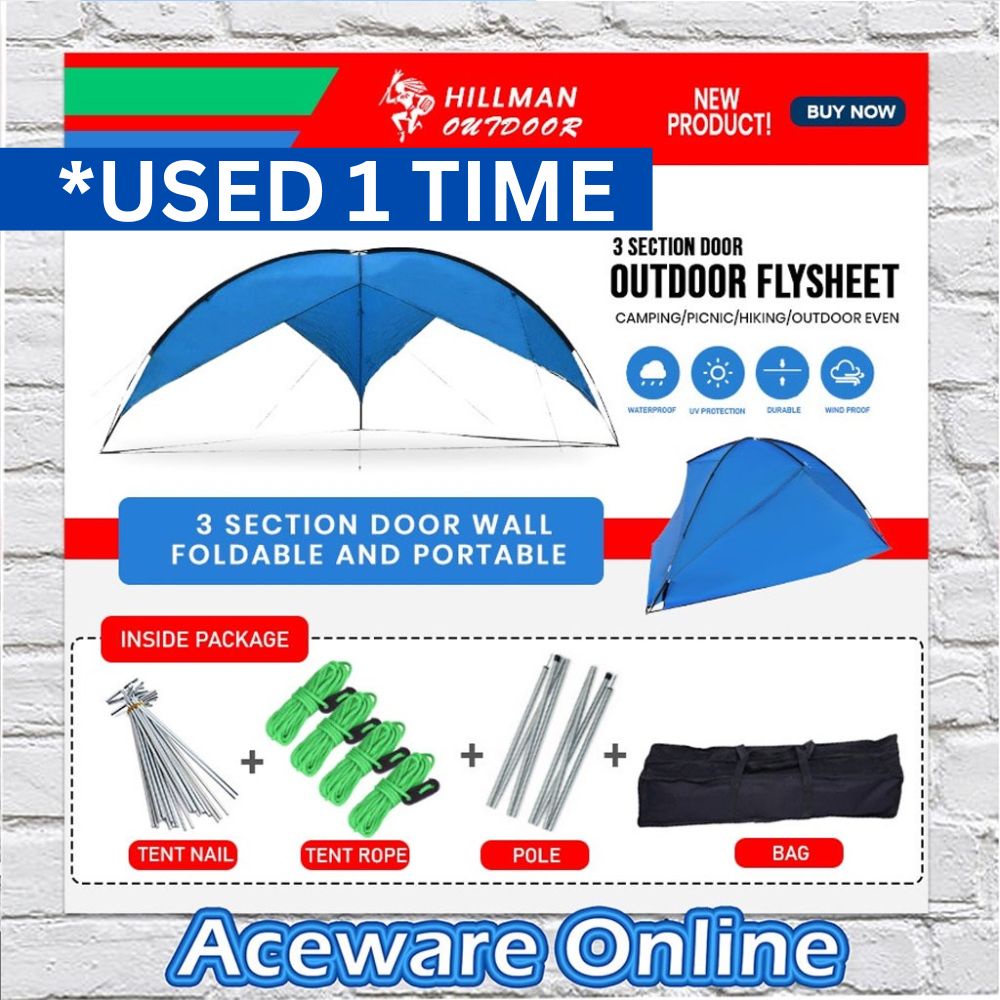 USED 1 TIME 3 Door Section Hillman Flysheet Tent Tarp ultralarge 4.8 x 4.8M waterproof camping