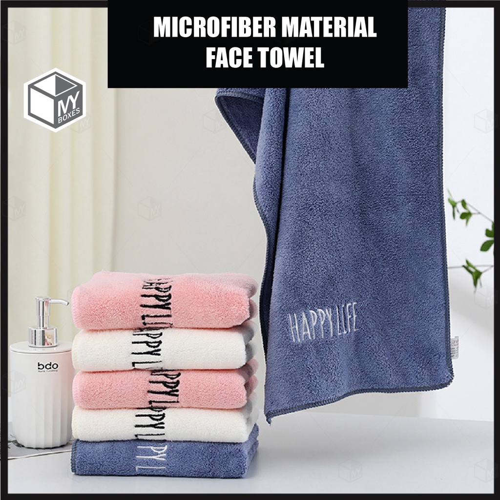 MYB Happy Life Face Hand Towels 70 x 30cm 3 Colours Tuala Muka Door Gift