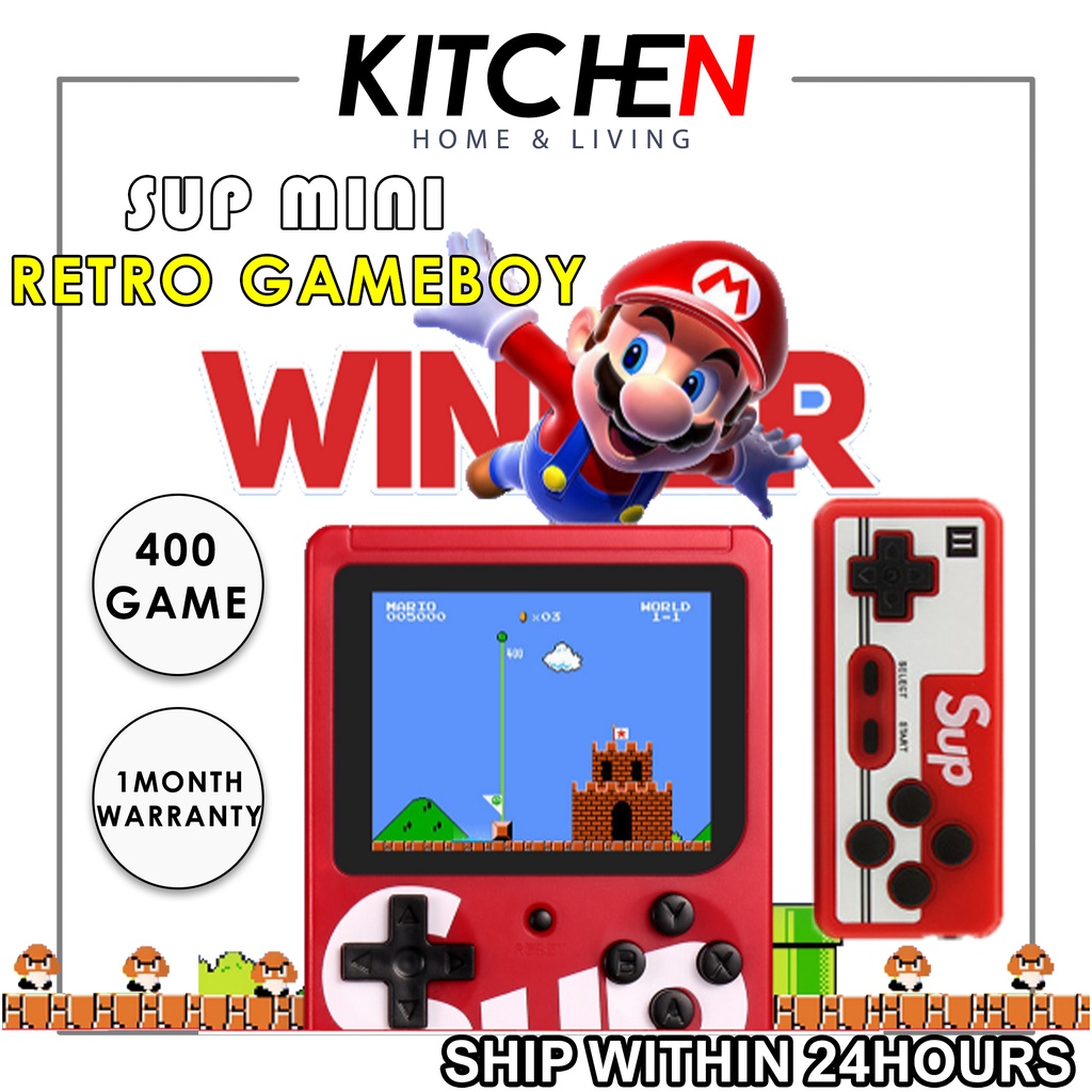 KHL [KL Stock] SUP Gameboy Mini Retro Game Mini Gameboy Game Console 400 Game Built-In