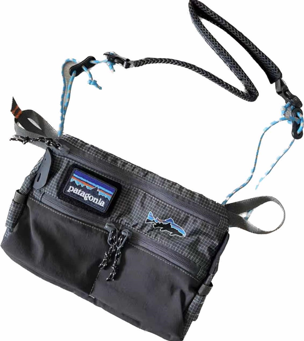 patagonia wader work station crossbody bag | Worn Wear resistant zippers Pocket Details Two zippered stretch pockets on the pack face Gear up for every journey
