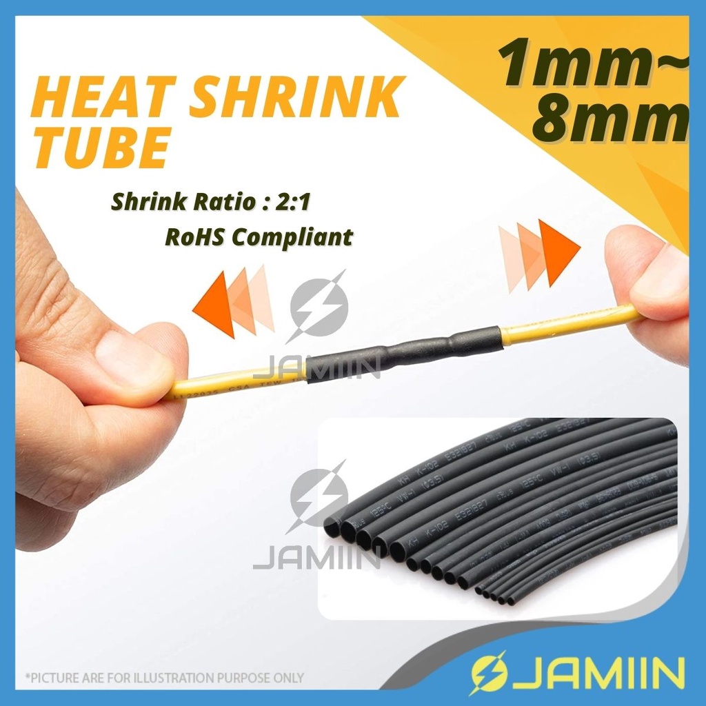 1 MTR Heat Shrink Tube Electrical Tube Penyambung Wayar Cover Wire Wrap ...