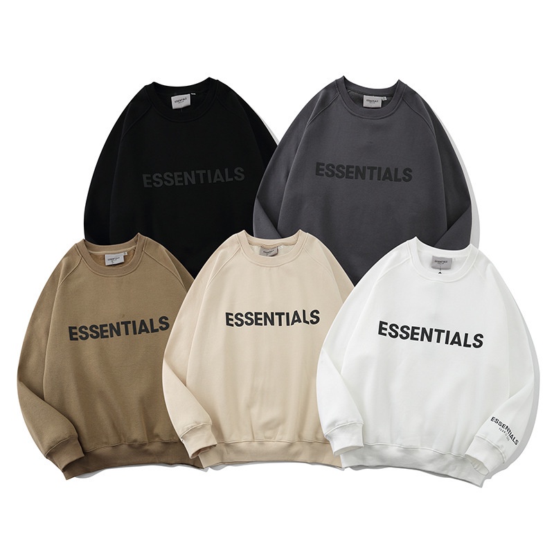 Gao Jie Chao's Essentials stereoscopic press glue reflective men's round neck sweater hip hop loose jacket fog