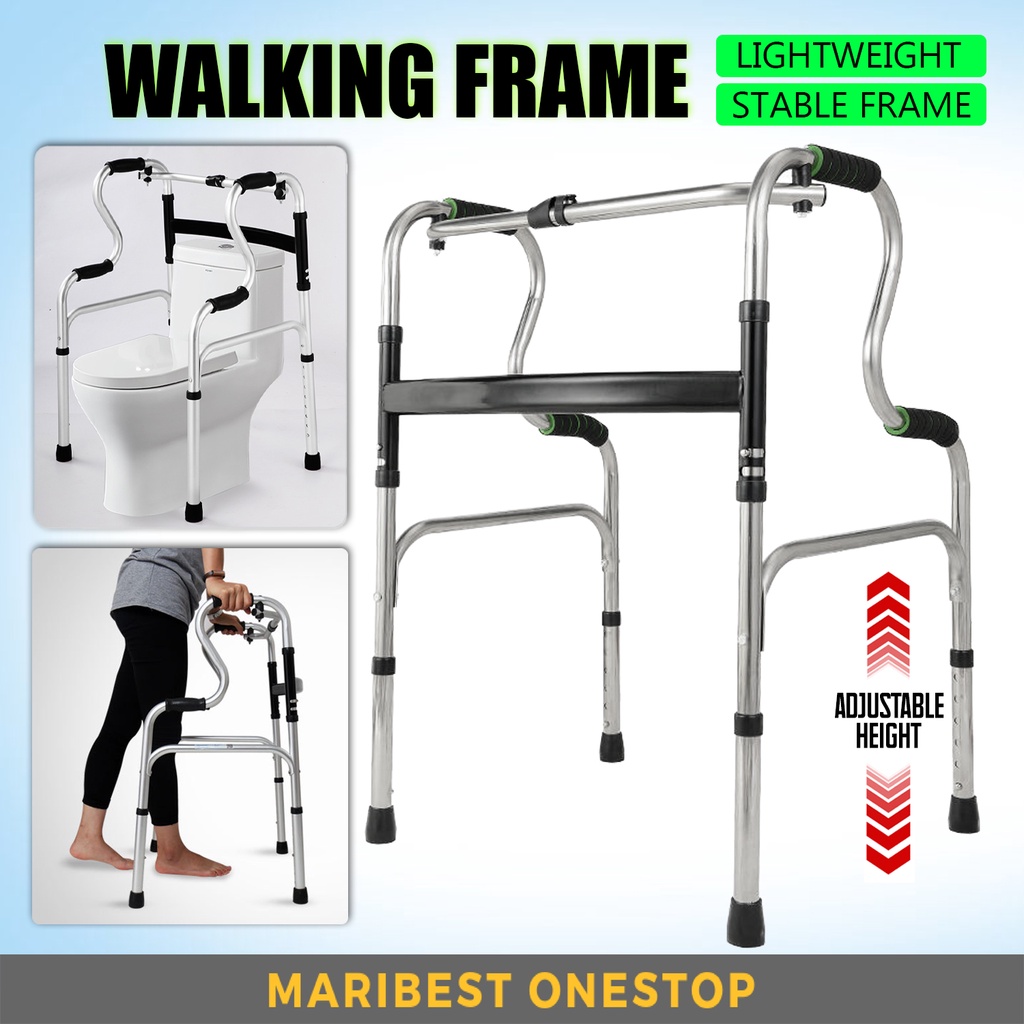 Foldable Walking Frame Tongkat 4 Kaki Bantu Jalan Crutches Walking Cane Aid For Elderly Adult Walker Frame Shower Seat