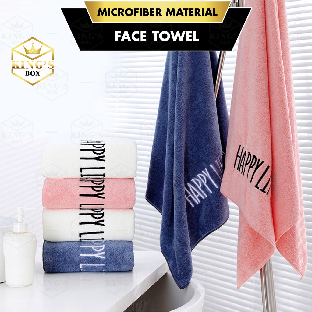 KGB Happy Life Face Hand Towels 70 x 30cm 3 Colours Tuala Muka Door Gift