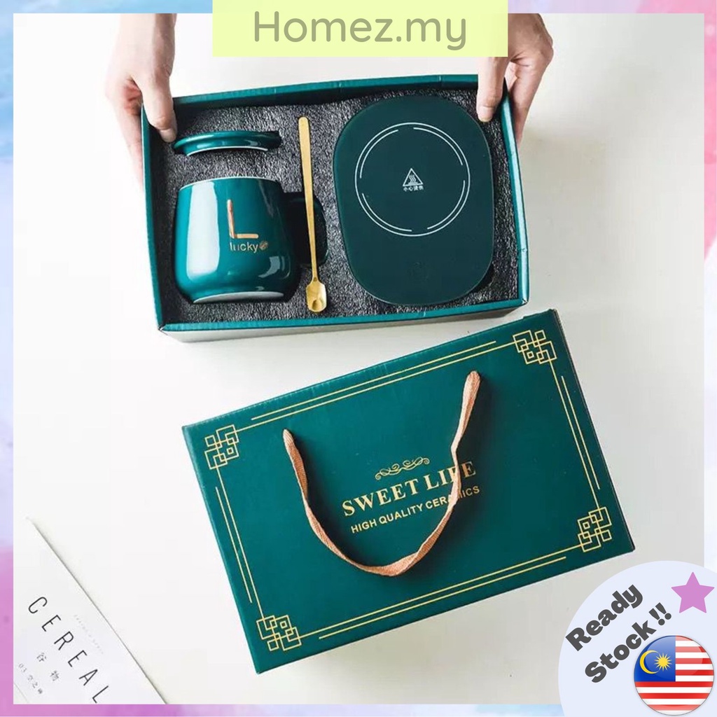 HOMEZ *Gift Set* Coffee Mug Ceramic Cup Warmer PadSet Hadiah Cawan Kopi Panas Birthday Valentine Wedding Kahwin礼品杯Raya