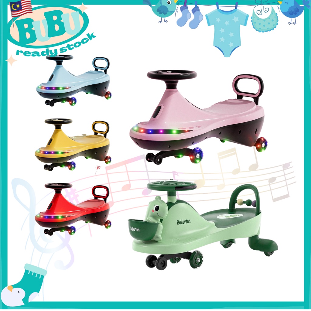 BUBU Ready Stock Yoyo Car Twist Car Kids ChildCar Swing Car with Light & Music Outdoor Baby Car Kereta YOYO Budak 流行遥遥车