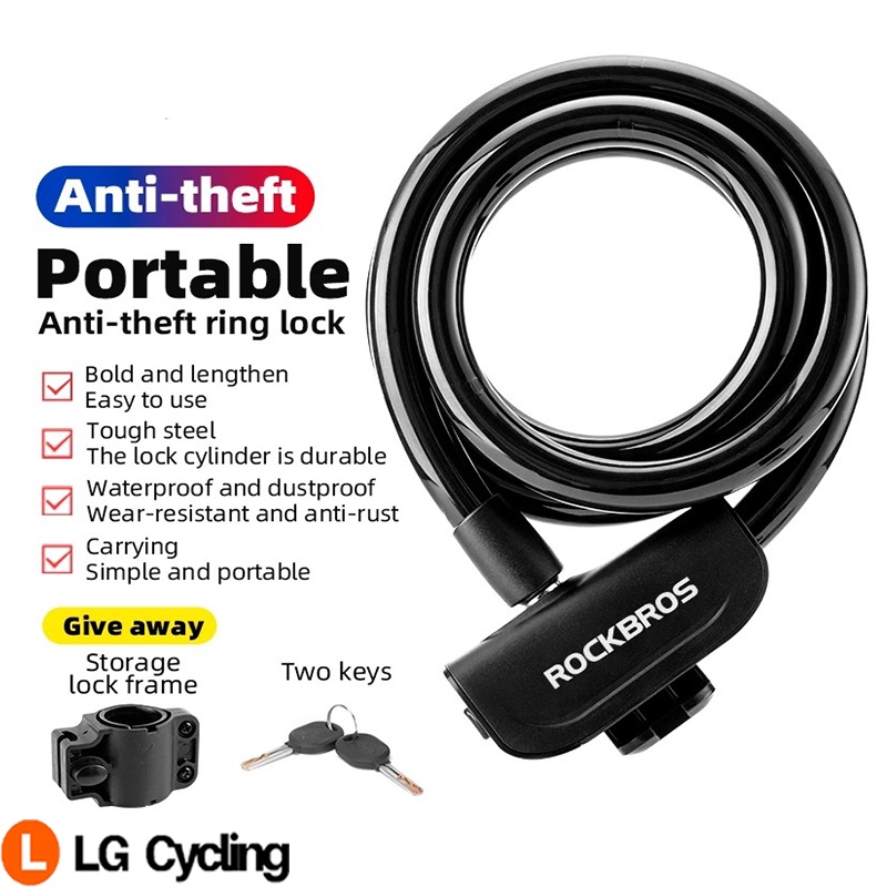 Rockbros Bicycle Lock Anti-Theft Security Portable Kunci Keselamatan ...