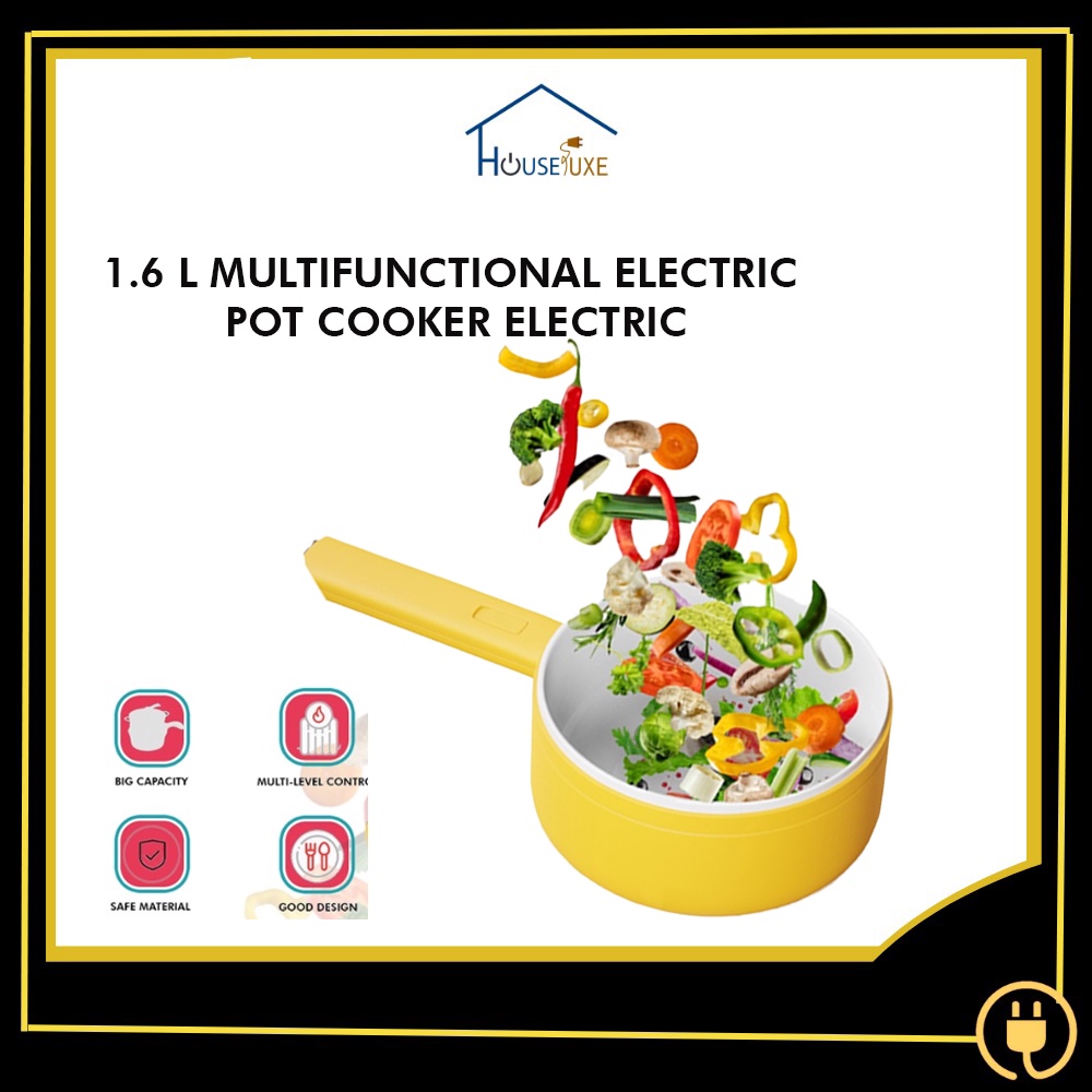 1.6L Multifunctional Electric Pot Cooker Electric Skillet Household Fry Cooking Stew Electric Cooking Pot