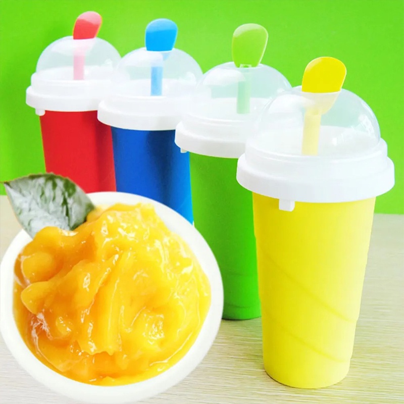 Double Layer Silicone DIY Slushies Squeeze Cup Quick Frozen Slushy Smoothies Milk Shake Sand Ice Cooler Maker Bottle Cup